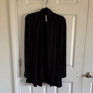 Kische Women's Size Medium Open-Front Cardigan Sweater Black Pleats Lightweight